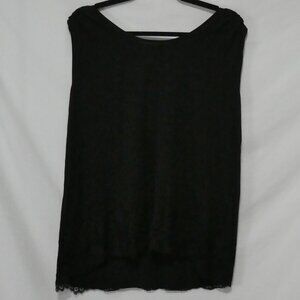 ADDITION ELLE | 1X | Black Sleeveless Top With Lace Trim Hem